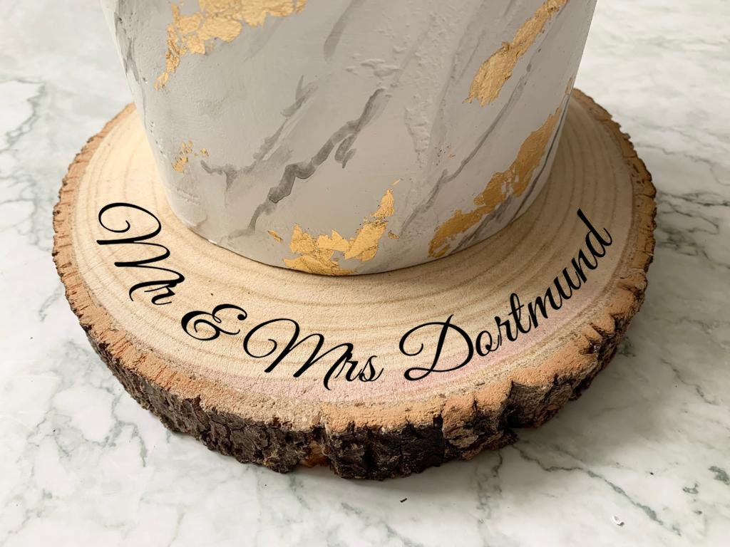 Resplendent Aurora | Personalised Wedding Log Cake Stand