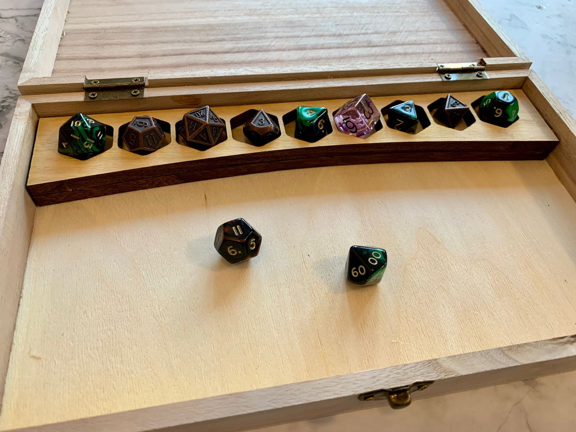 Personalised Engraved DnD Dungeons and Dragons Necromancer Dice Box, Skeleton Dice Box, Lich Dice Box, Undead Dice Box - Resplendent Aurora