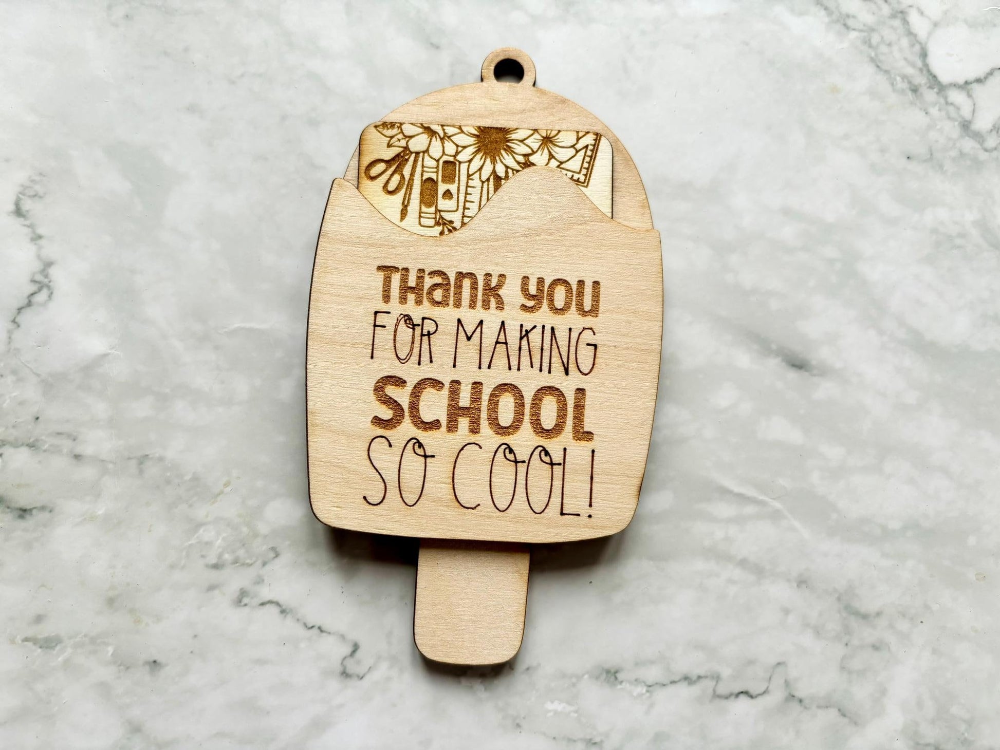 Personalised Engraved Teacher Envelope Gift Card Holder, Gifts for Teachers, Gift Voucher Holder, Ice Lolly Gift Voucher Holder - Resplendent Aurora