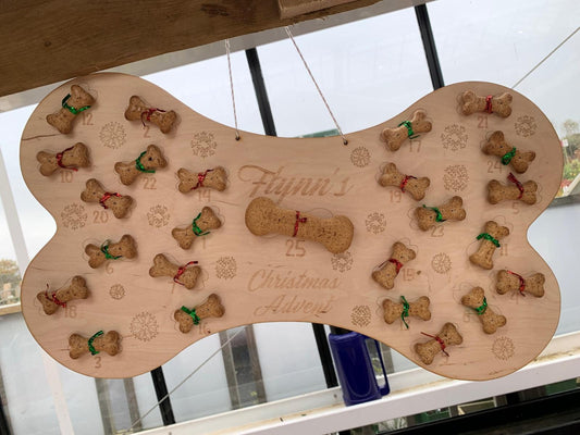 Personalised Engraved Wooden Dog Avent Calendar, Christmas Advent Calendar, Pet Advent Treat Calendar
