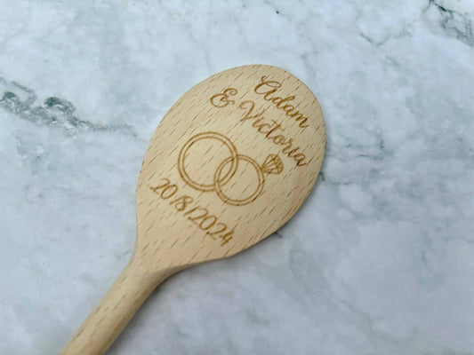 Personalised Mr & Mrs Engraved 30cm 12inch Wooden Spoon Wedding Gift