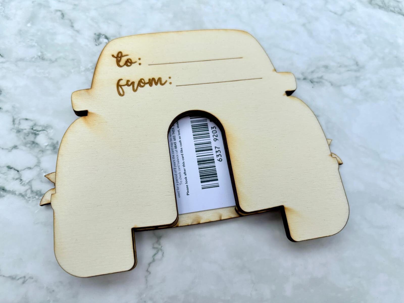 Resplendent Aurora | Personalised Engraved Wedding Car Gift Card Holder with Just Married cut out, Wedding Gift Voucher