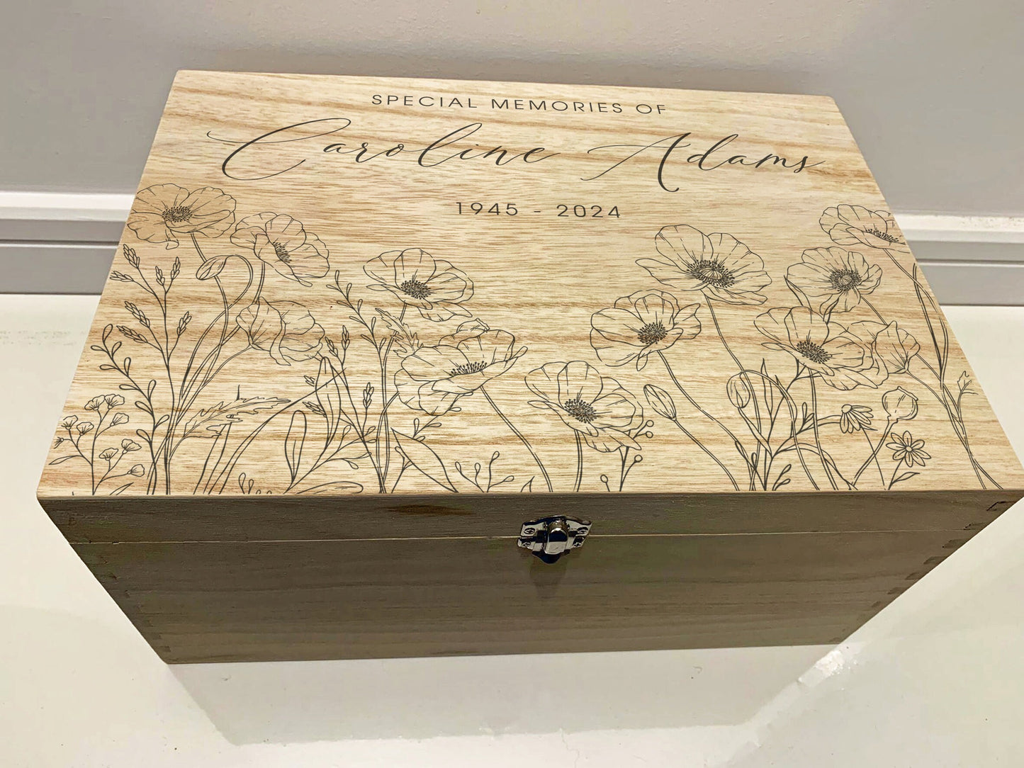 Resplendent Aurora | Personalised Bereavement Keepsake Box with Remembrance Poppy design