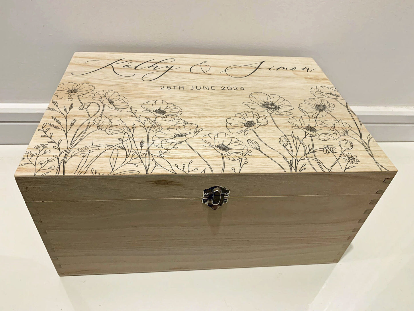 Resplendent Aurora | Personalised Wedding Keepsake  Box with Poppy Meadow