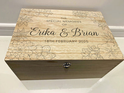 Resplendent Aurora | Personalised Wedding Keepsake Box with Cacti and Succulents