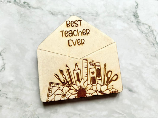 Personalised Engraved Teacher Envelope Gift Card Holder, Gifts for Teachers, Gift Voucher Holder, Best Teacher Ever