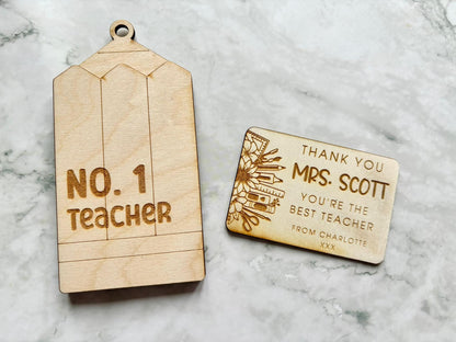 Personalised Engraved Teacher Envelope Gift Card Holder, Gifts for Teachers, Gift Voucher Holder, Pencil Gift Voucher Holder - Resplendent Aurora