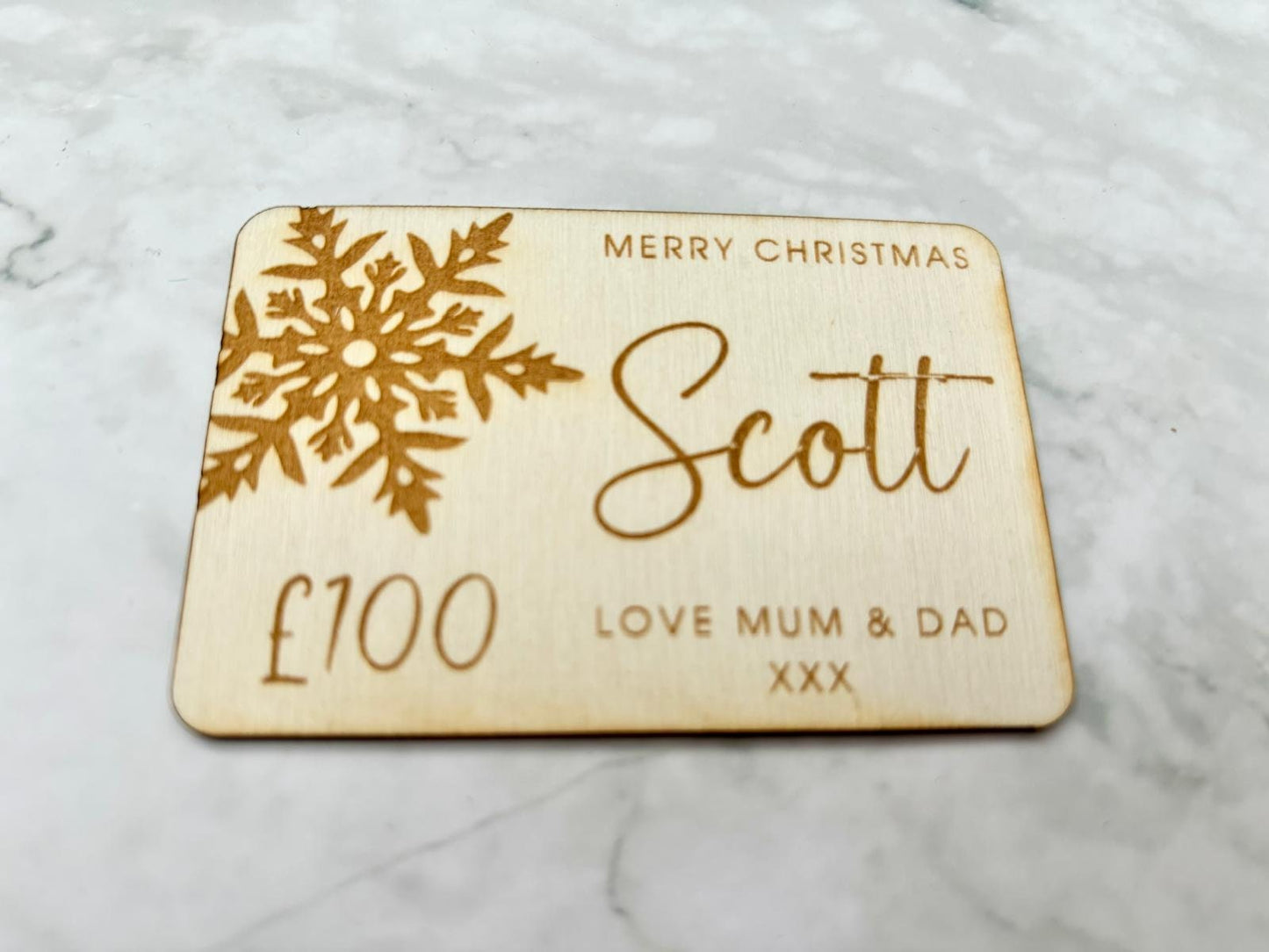 Resplendent Aurora | Personalised Engraved Gift Card Inserts, Engraved Gift Voucher, Christmas Gift Voucher, Christmas Gift, Christmas Money Gift