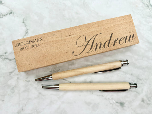 Resplendent Aurora | Personalised Engraved Groomsmen Pen and Pencil Gift Set, Father of the Bride, Father of the Groom, Bridal Party Pen Set