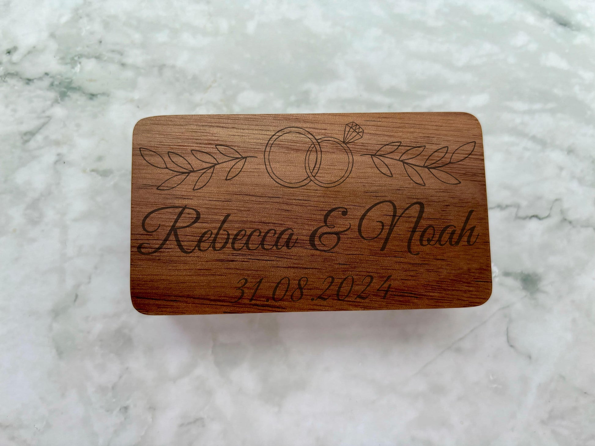 Resplendent Aurora | Personalised Wooden Ring Box, Engraved Ring Box For Anniversary Gifts, Custom Wooden Ring Box For Wedding Gifts