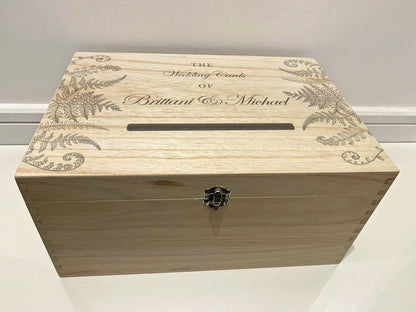 Resplendent Aurora | Personalised Wedding Post Box with Ferns for Wedding Cards