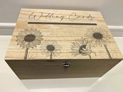 Resplendent Aurora | Personalised Wedding Post Box with Sunflowers