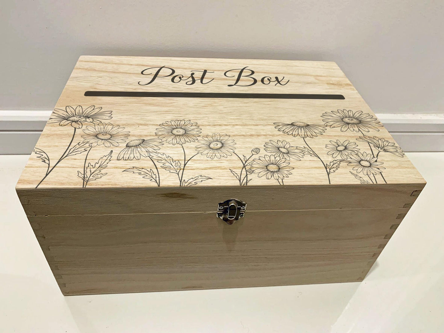 Resplendent Aurora | Personalised Wedding Post Box with Daisies