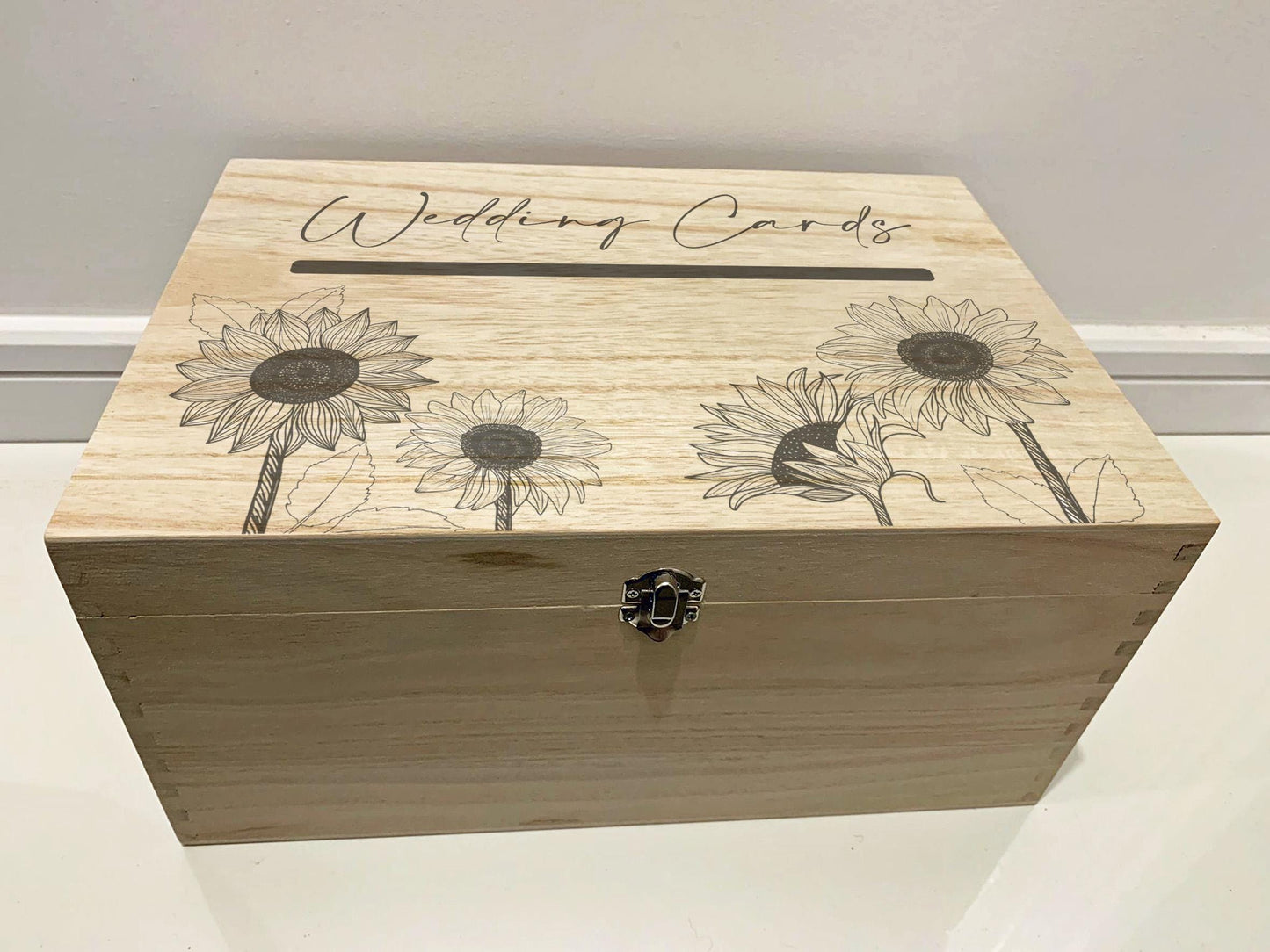 Resplendent Aurora | Personalised Wedding Post Box with Sunflowers