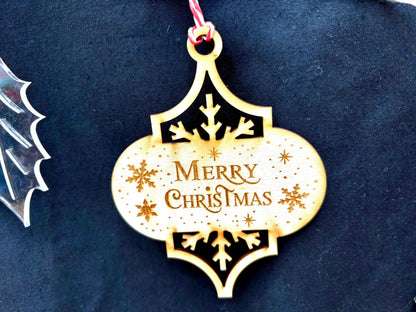 Wooden Engraved Christmas Bauble, Decorative Christmas Ornament - Resplendent Aurora