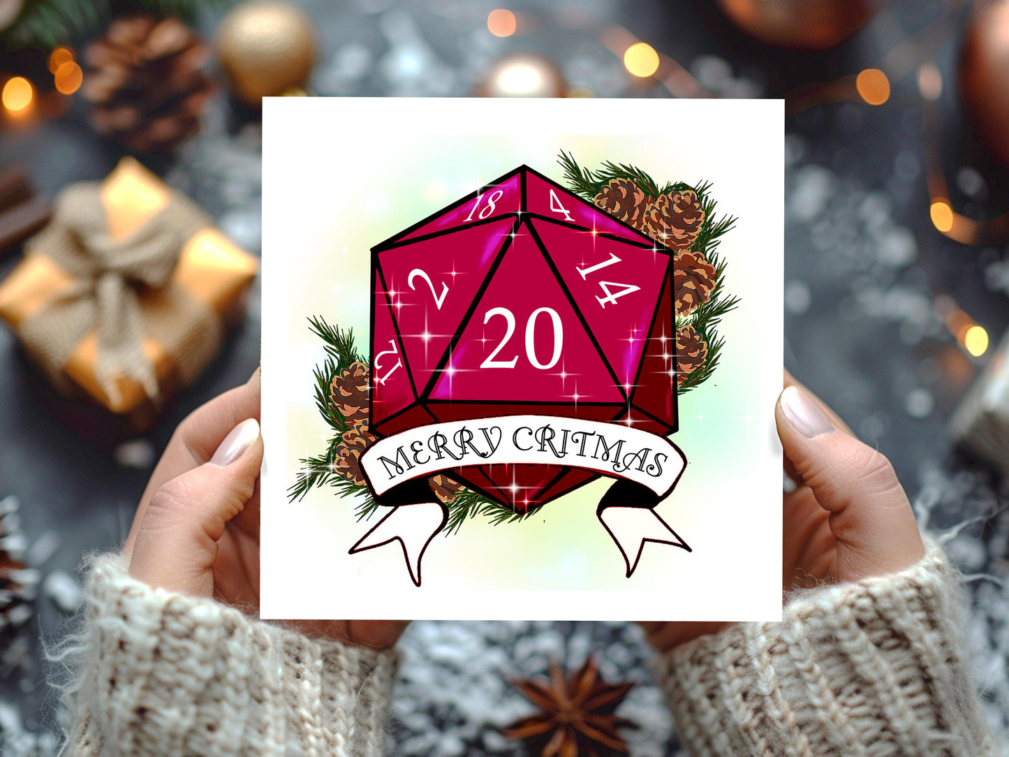 Merry Critmas DnD Christmas Card - Resplendent Aurora