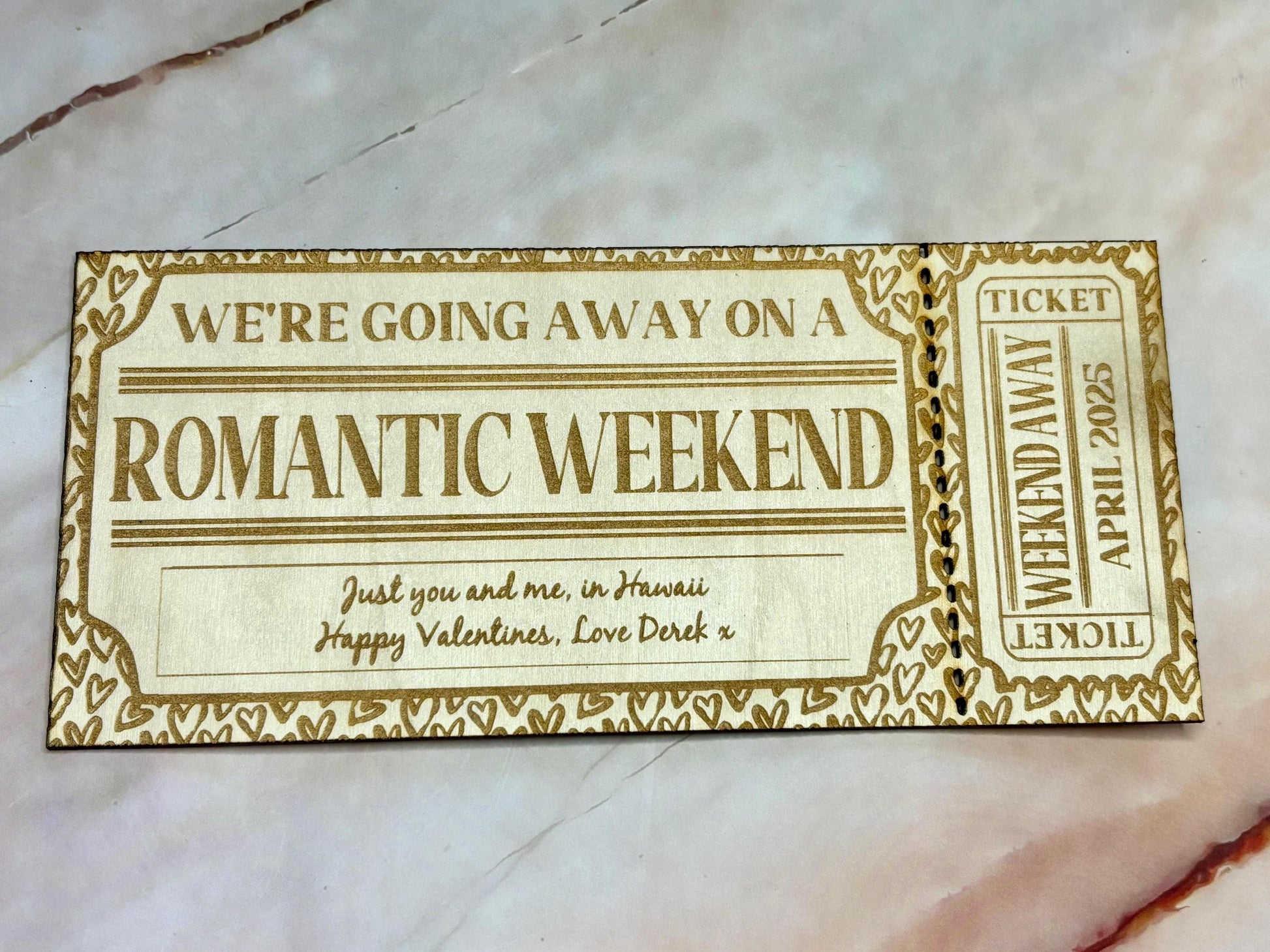 Personalised Engraved Event Tickets for Concerts, Birthday Gift Voucher, Wedding Gift Voucher, Valentines Gift - Resplendent Aurora