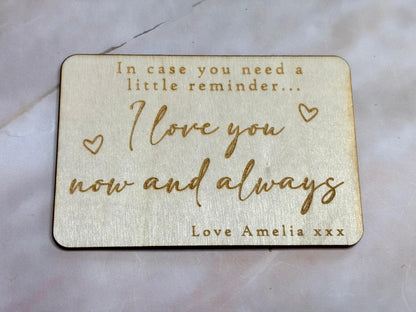 Personalised Engraved Wallet Inserts, Valentines gift, Love token, Anniversary Gift - Resplendent Aurora