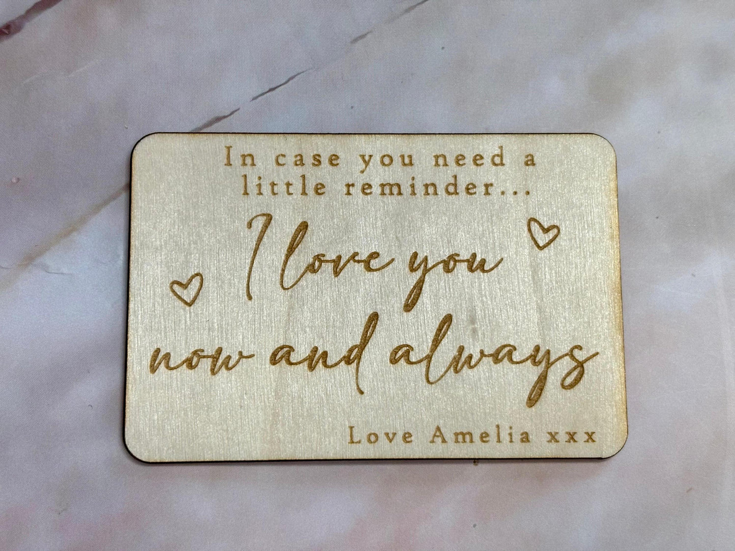 Personalised Engraved Wallet Inserts, Valentines gift, Love token, Anniversary Gift - Resplendent Aurora