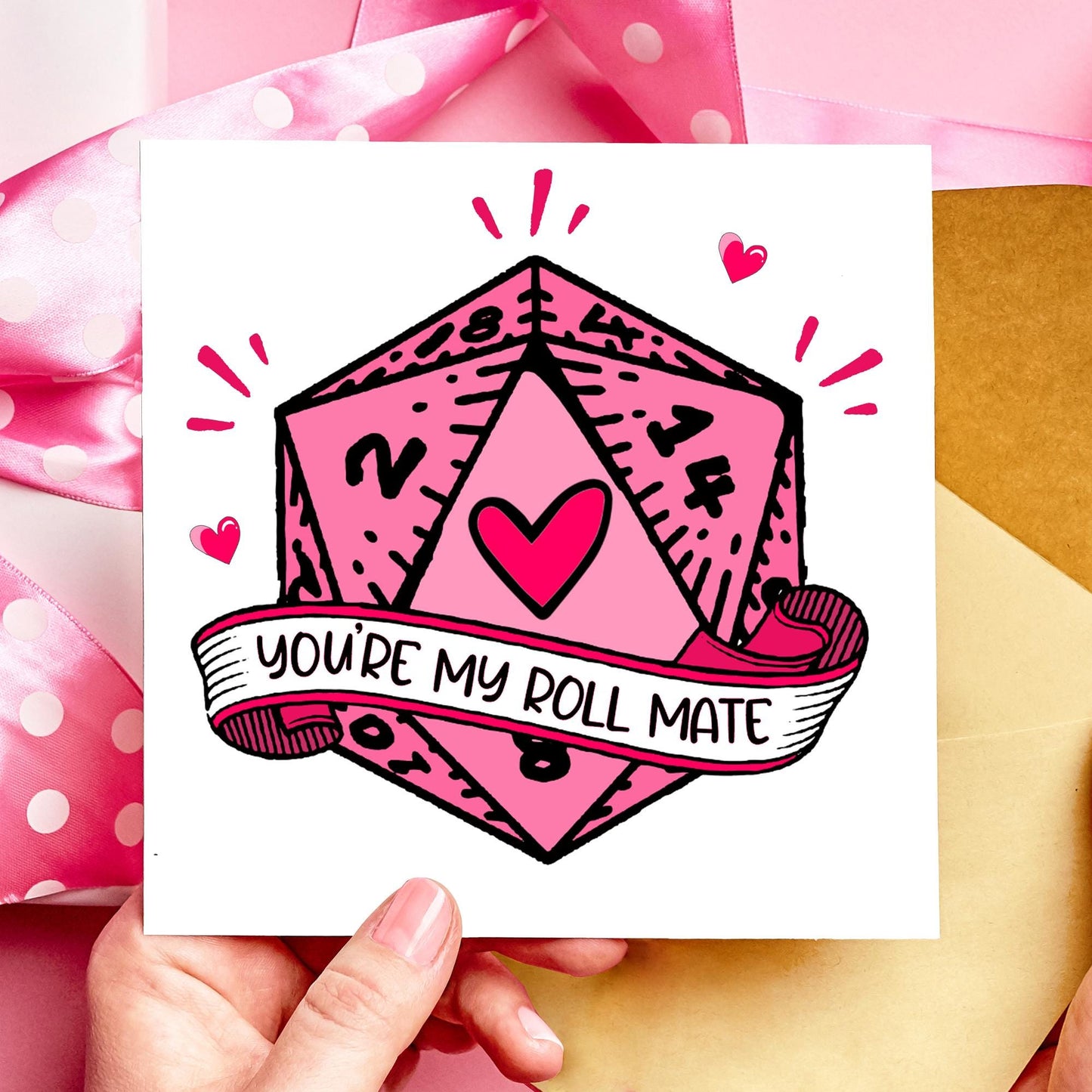 You're my Roll Mate DnD Valentines Day Card - Resplendent Aurora