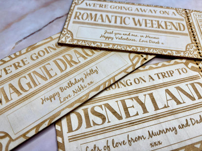 Personalised Engraved Event Tickets for Concerts, Birthday Gift Voucher, Wedding Gift Voucher, Valentines Gift - Resplendent Aurora