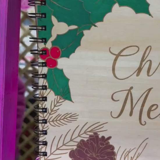 Personalised Engraved and Hand Painted Wooden Christmas Photo Album, Xmas Memories, Guestbook