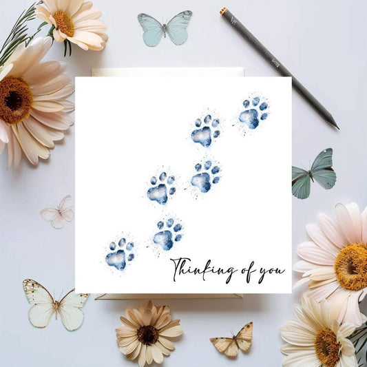 Cat Pawprint Pet Sympathy Card - Thinking of You - Resplendent Aurora