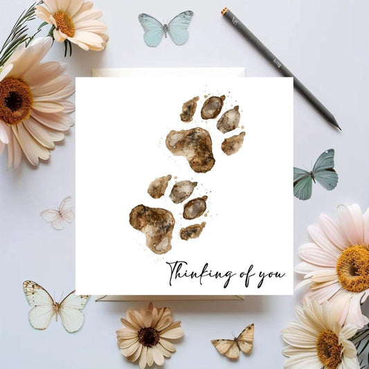 Dog Pawprint Pet Sympathy Card - Thinking of You - Resplendent Aurora