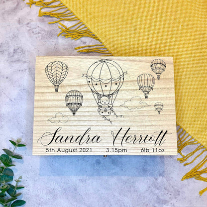 {product_vendor} | Personalised Baby Keepsake Box with Hot Air Balloons