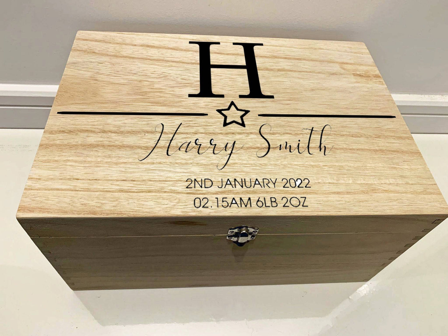 {product_vendor} | Personalised Baby Keepsake Box with Initial and Star