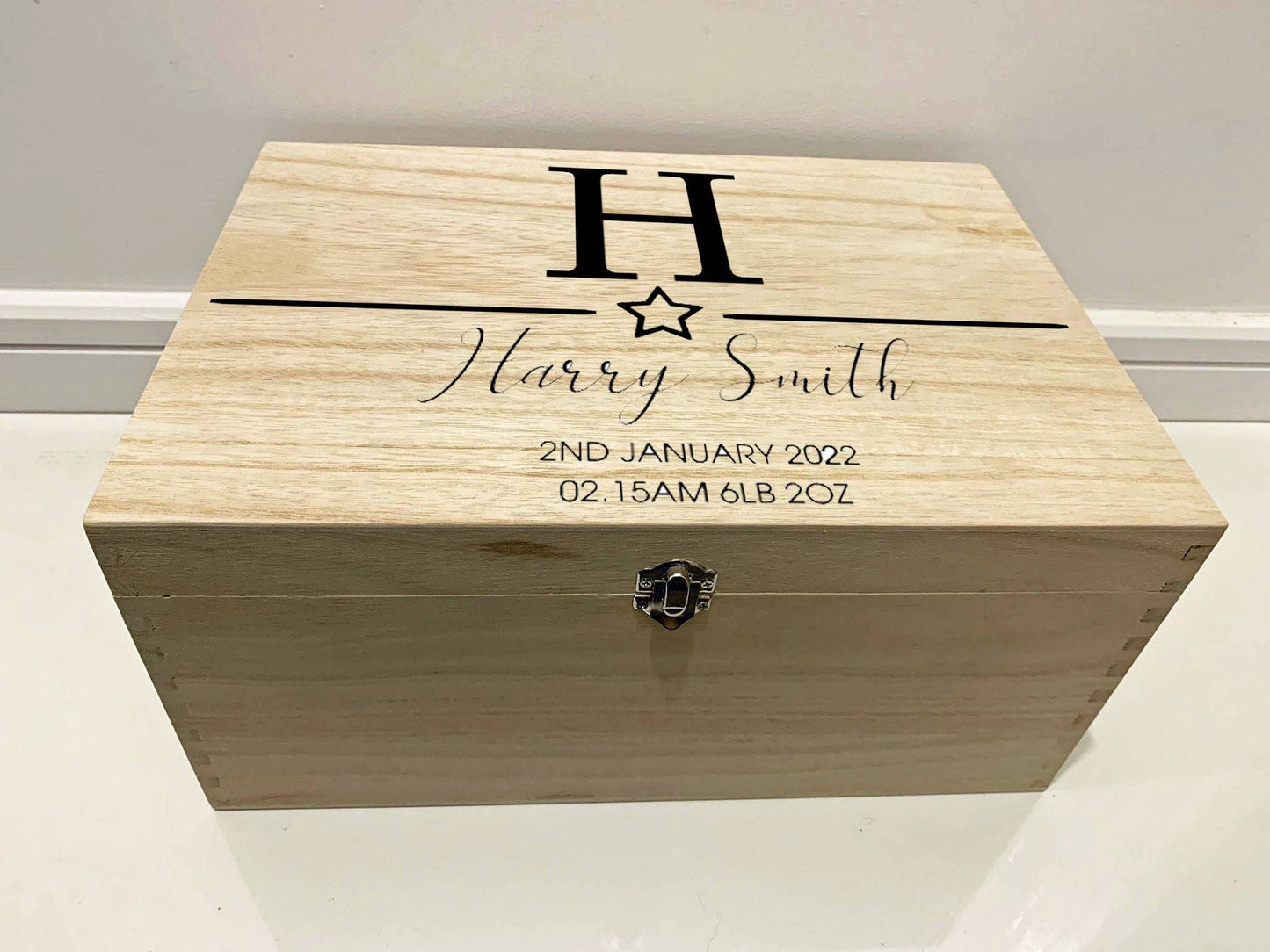 {product_vendor} | Personalised Baby Keepsake Box with Initial and Star