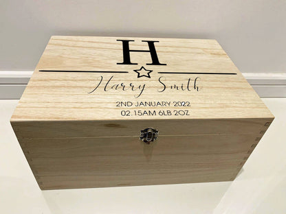 {product_vendor} | Personalised Baby Keepsake Box with Initial and Star