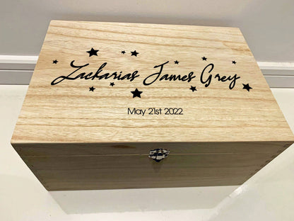 Resplendent Aurora | Personalised Baby Keepsake Box with Name and Stars