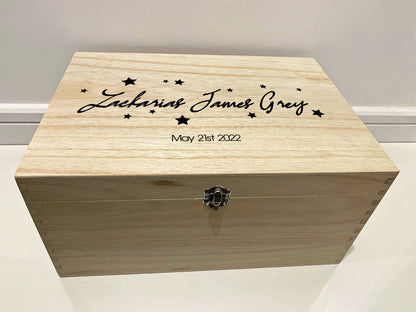 {product_vendor} | Personalised Baby Keepsake Box with Name and Stars