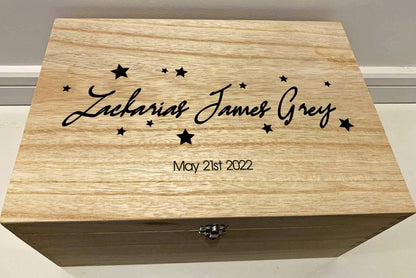 {product_vendor} | Personalised Baby Keepsake Box with Name and Stars