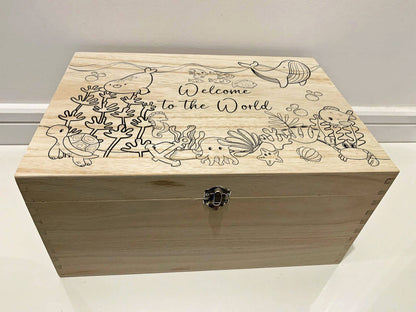 {product_vendor} | Personalised Baby Keepsake Box with Under the Sea animals