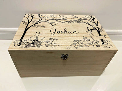 {product_vendor} | Personalised Baby Keepsake Box with Woodland Animals