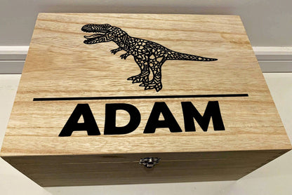 {product_vendor} | Personalised Childrens Keepsake Box with Stegosaurus dinosaur