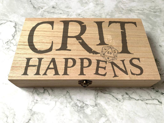 Personalised DnD Dice Box - Crit Happens Critical Fail - Resplendent Aurora