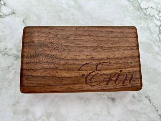 {product_vendor} | Personalised Engraved Walnut Travel Jewellery Box, Personalised Travel Case for Women, Bridesmaid Gift, Wooden Jewellery Organiser