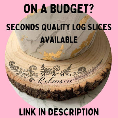 {product_vendor} | Personalised Log Wedding Cake Stand with Heart Engraving