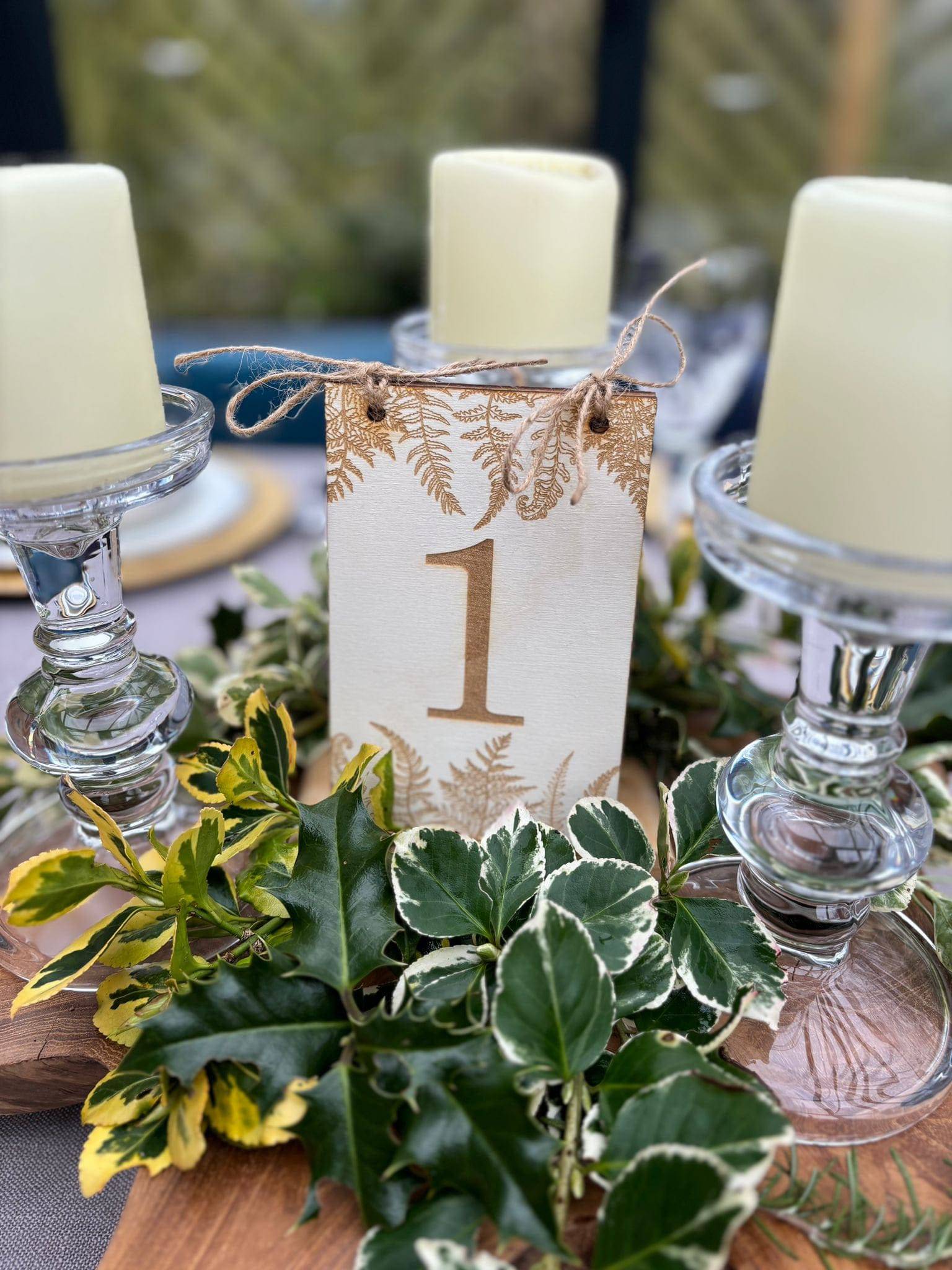 {product_vendor} | Wedding Table Number Signs with Ferns