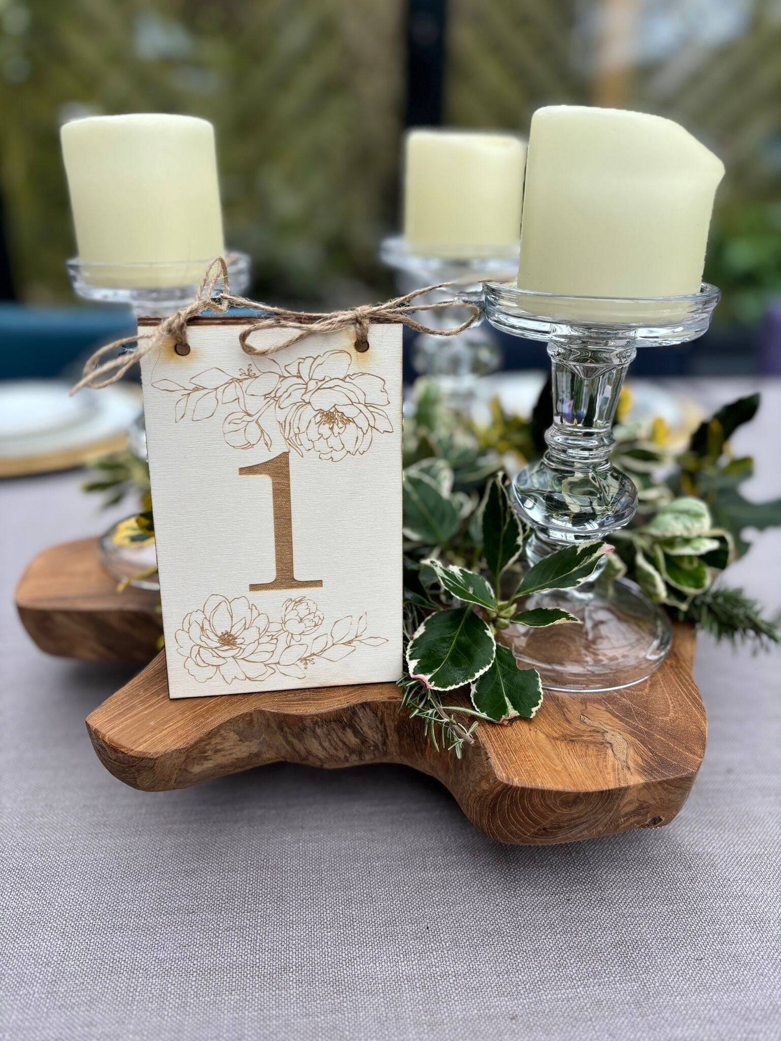 Resplendent Aurora | Wedding Table Number Signs with Peonies