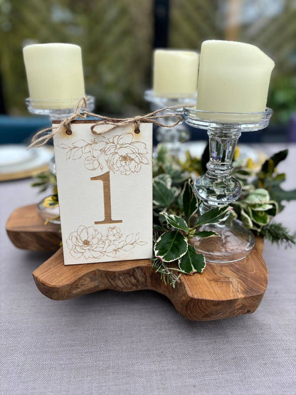 {product_vendor} | Wedding Table Number Signs with Peonies