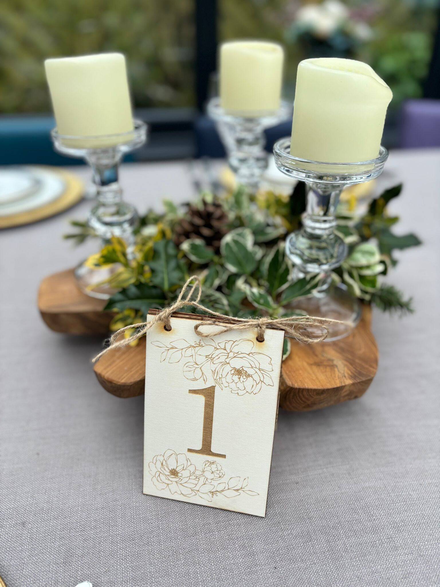 {product_vendor} | Wedding Table Number Signs with Peonies