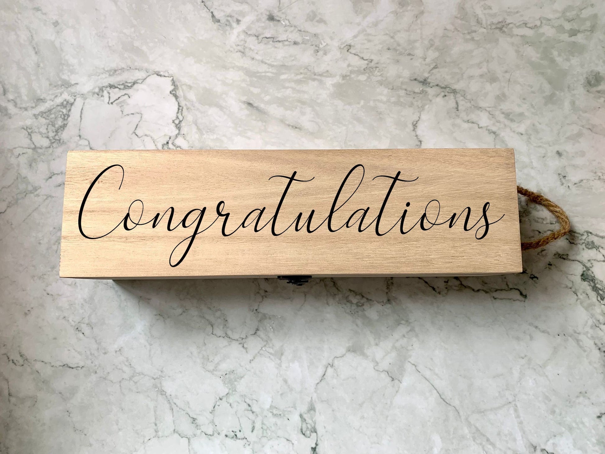Congratulations Engraved Wooden Wine Bottle Gift Box - Resplendent Aurora