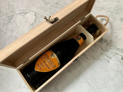 Congratulations Engraved Wooden Wine Bottle Gift Box - Resplendent Aurora