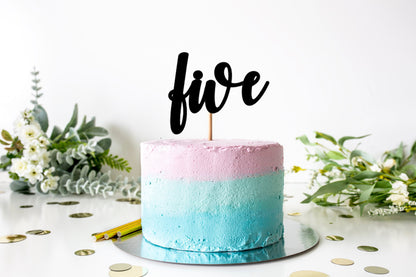 Resplendent Aurora | Five Age Fifth 5th Birthday Cake Topper