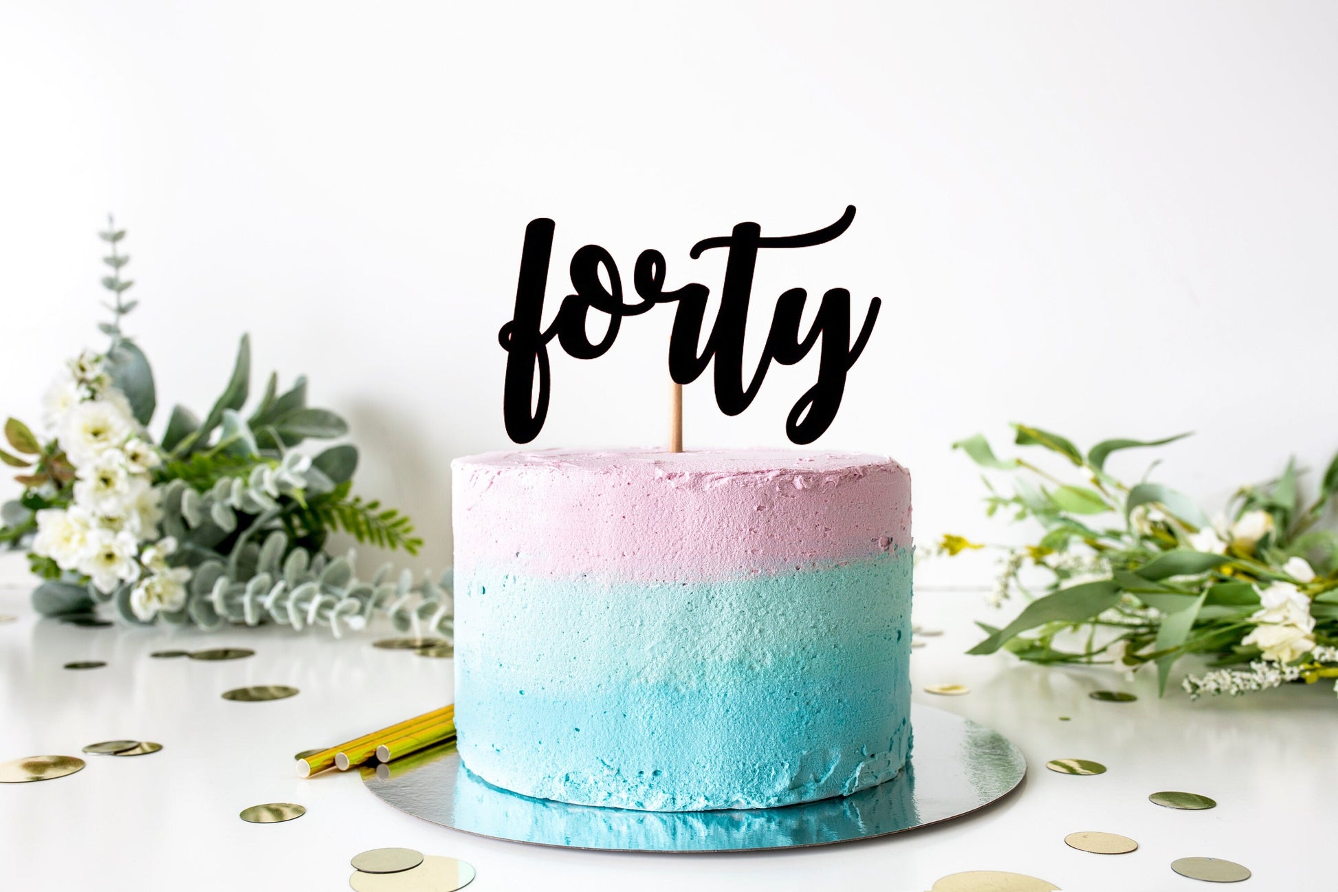 Resplendent Aurora | Forty Age Fortieth Birthday Cake Topper