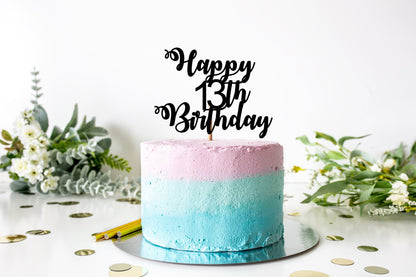 Resplendent Aurora | Happy 13th Birthday Thirteenth Thirteen Age Cake Topper